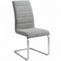 Grijze eetkamerstoel met hoge rugleuning en verchroomd sledeframe, 43 x 56 x 100 cm