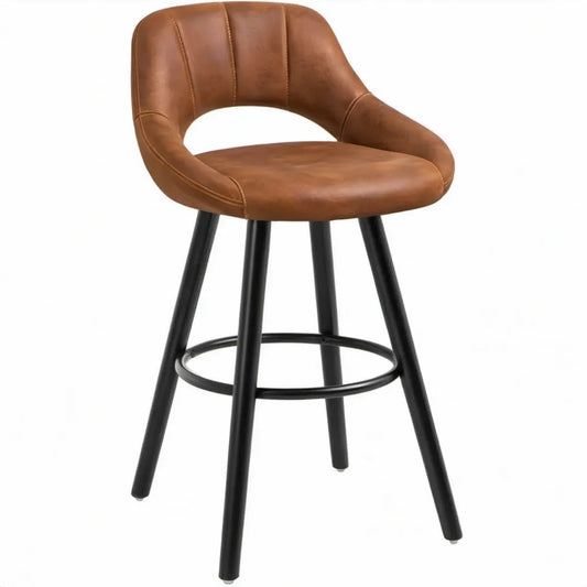 Barkruk met rugleuning en armleuningen 54 x 57 x 96 cm – Cognac/Zwart