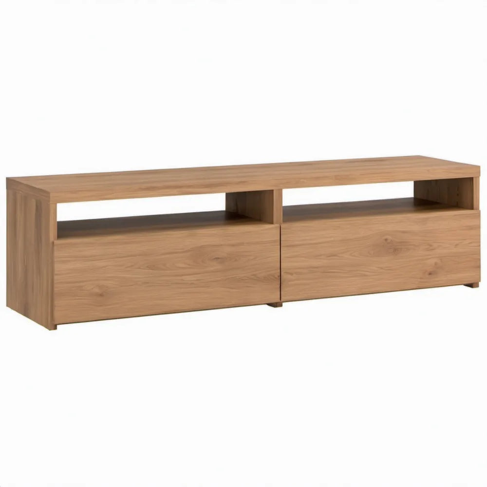 TV-meubel met 2 laden en 2 open vakken, 180 x 40 x 45 cm, naturel eikenkleurig