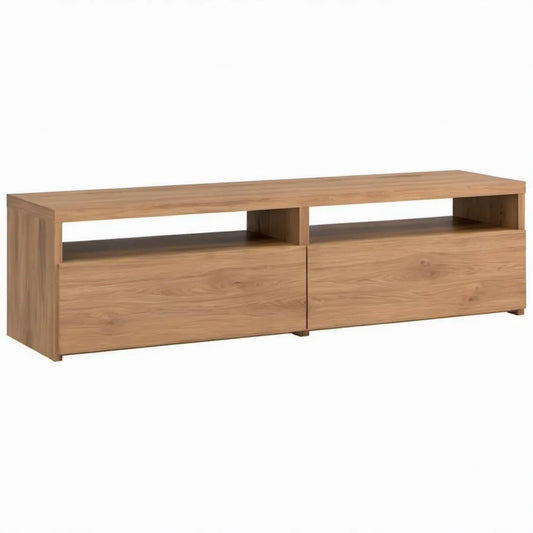 TV-meubel met 2 laden en 2 open vakken, 180 x 40 x 45 cm, naturel eikenkleurig