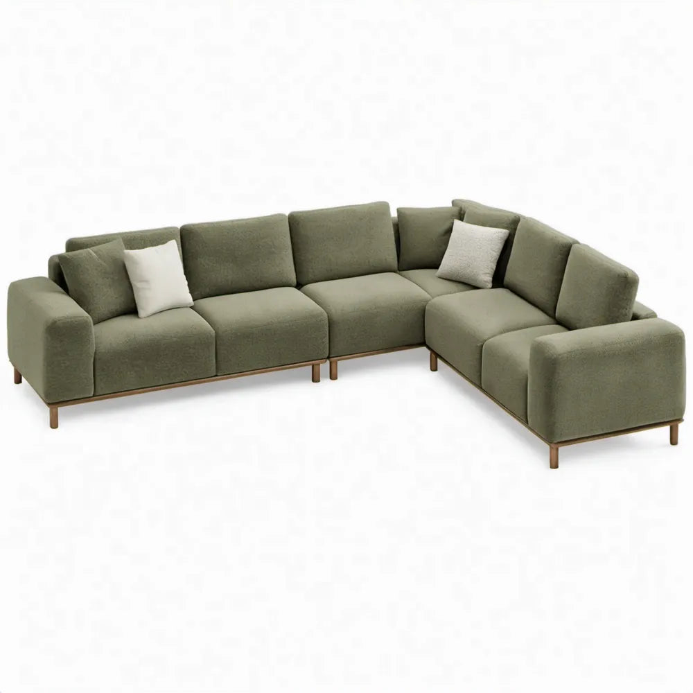 Modulaire L-vormige hoekbank 300 x 230 x 85 cm mosgroen polyester